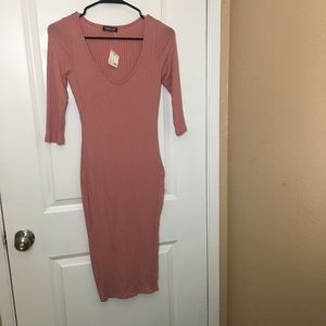 Blush high slit midi dress